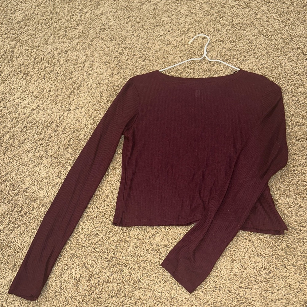 Forever 21 cropped maroon long sleeve